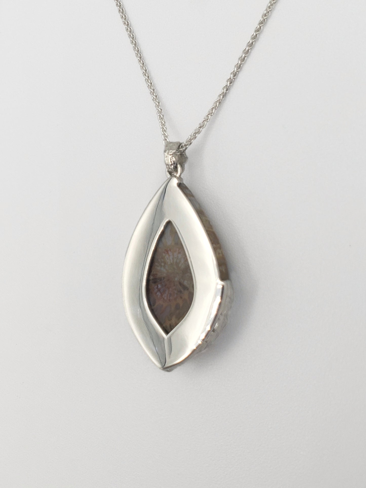 Fossilized Coral Pendant with Cedar Bezel