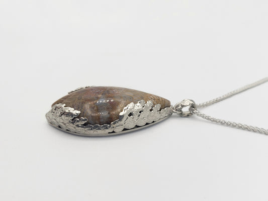 Fossilized Coral Pendant with Cedar Bezel