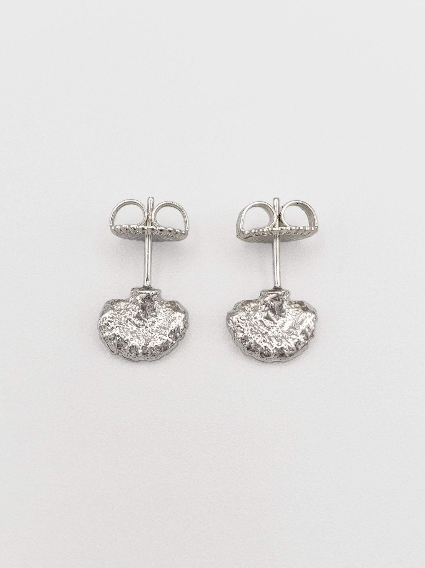Sterling silver fungus stud earrings with large butterfly backs