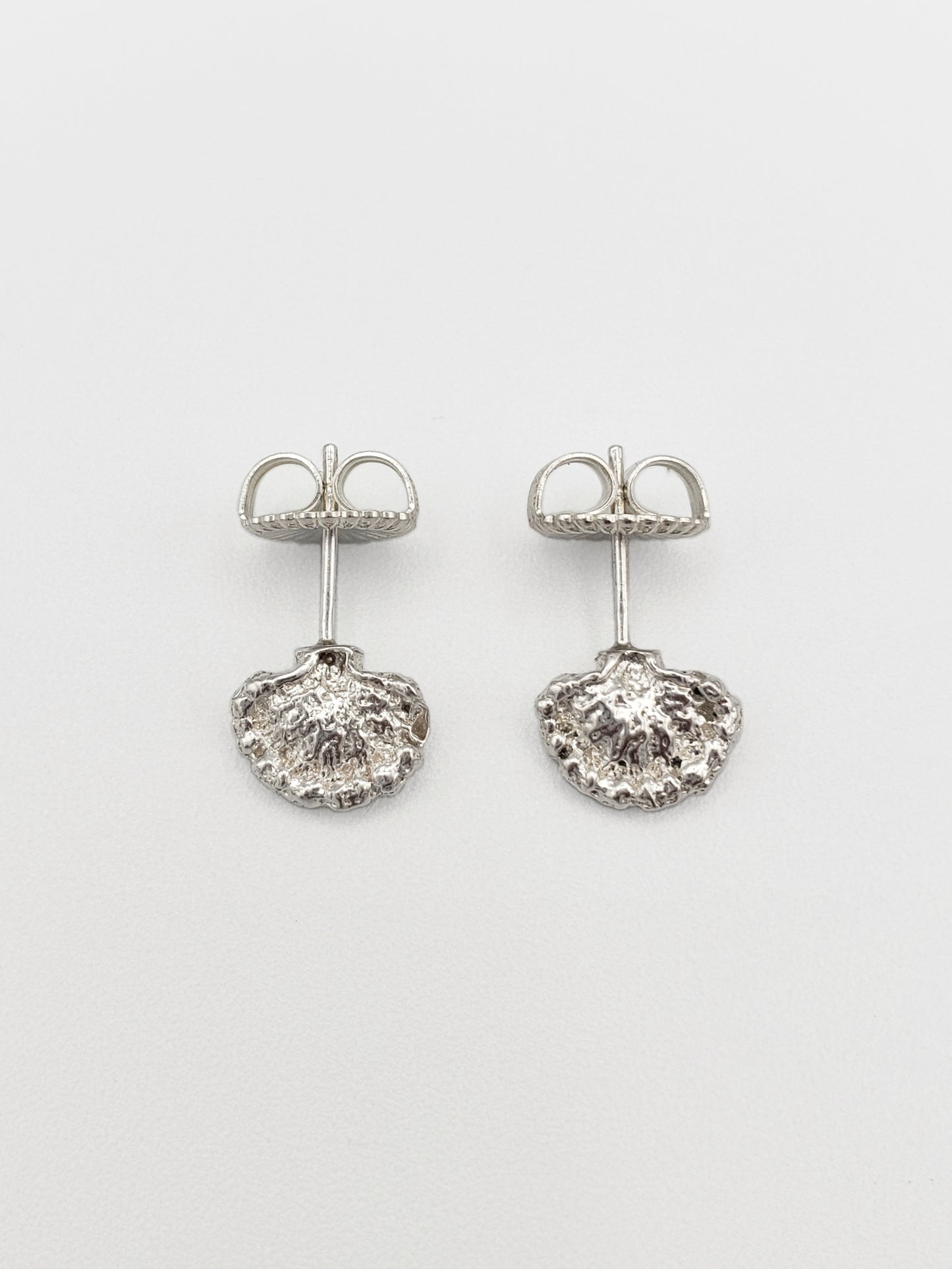 Sterling silver fungus stud earrings with large butterfly backs