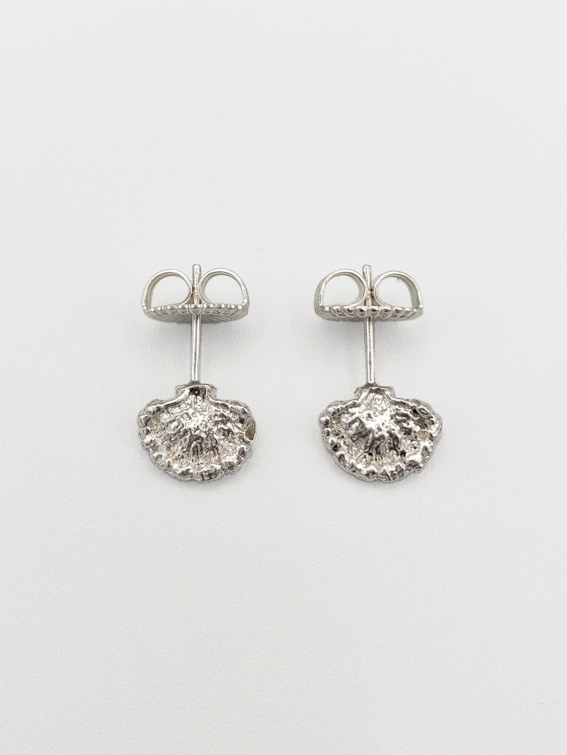 Sterling silver fungus stud earrings with large butterfly backs