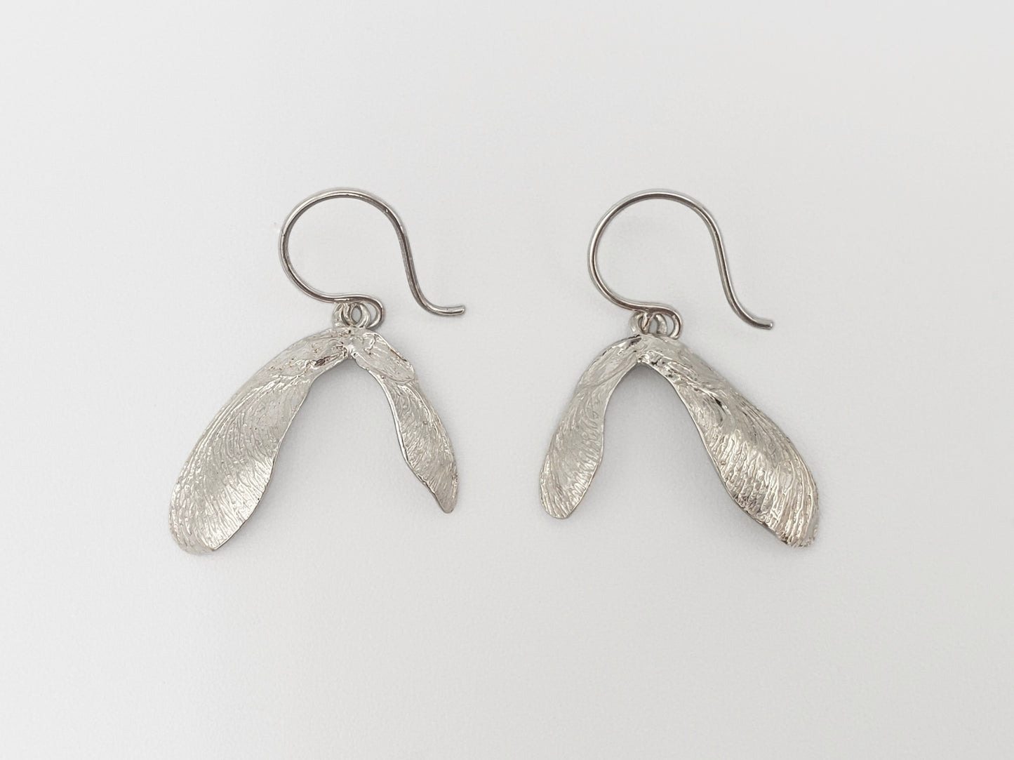 Silver maple key earrings