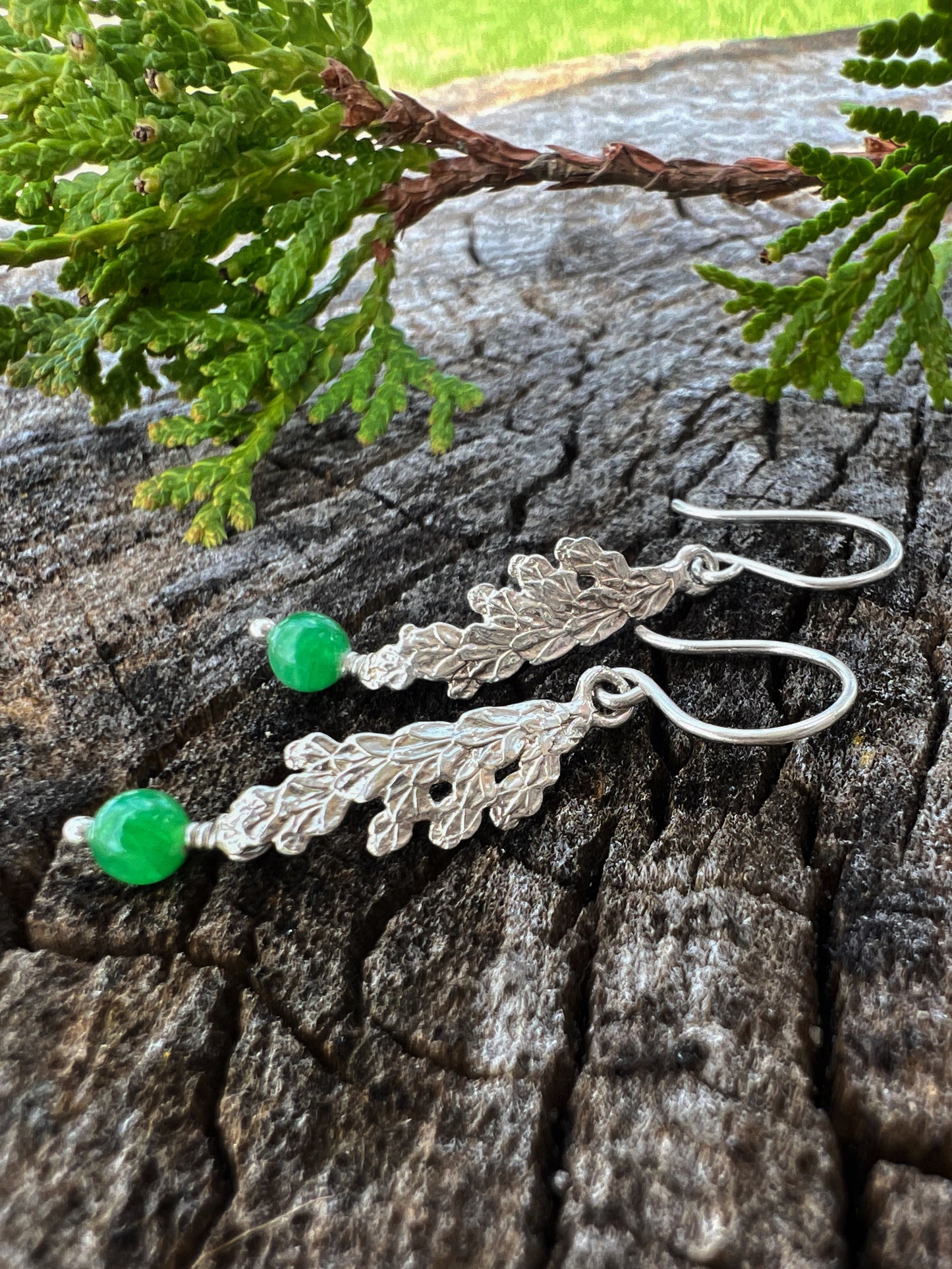 Cedar Sprout Dangle Earrings with Gemstone