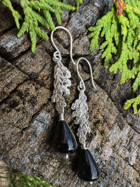 Cedar Sprout Dangle Earrings with Gemstone