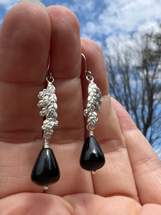 Cedar Sprout Dangle Earrings with Gemstone