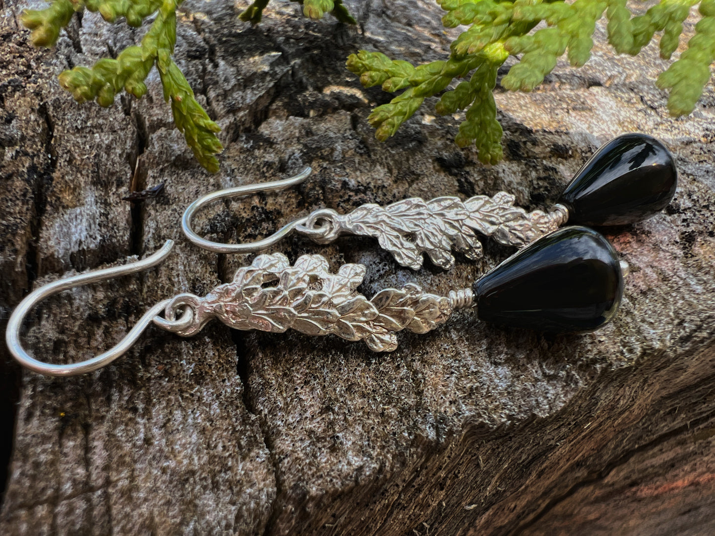 Cedar Sprout Dangle Earrings with Gemstone