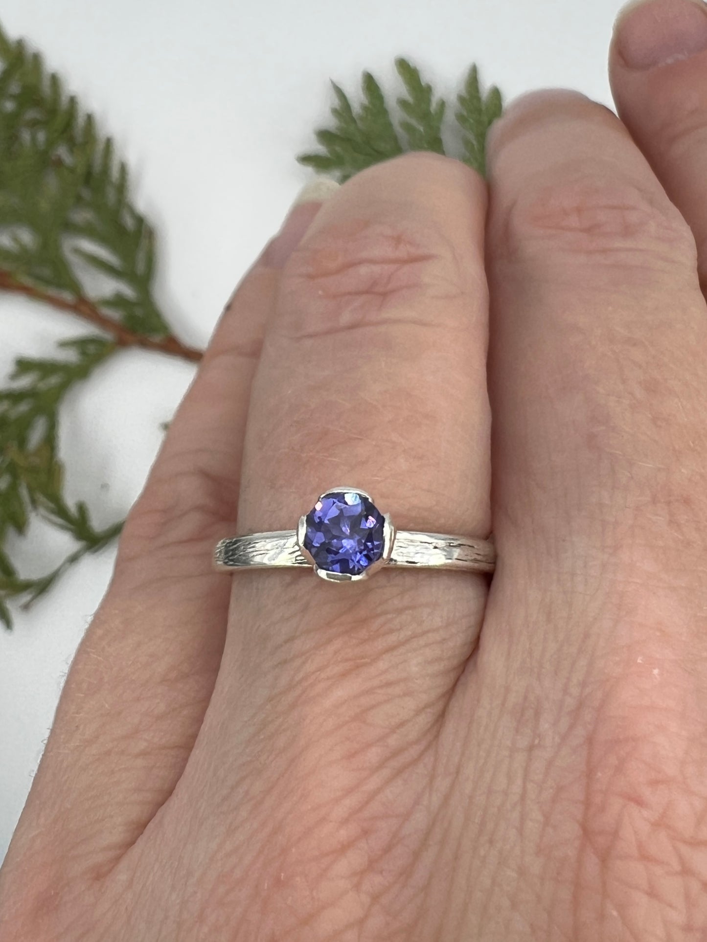 Conifer Twig Ring in Amethyst