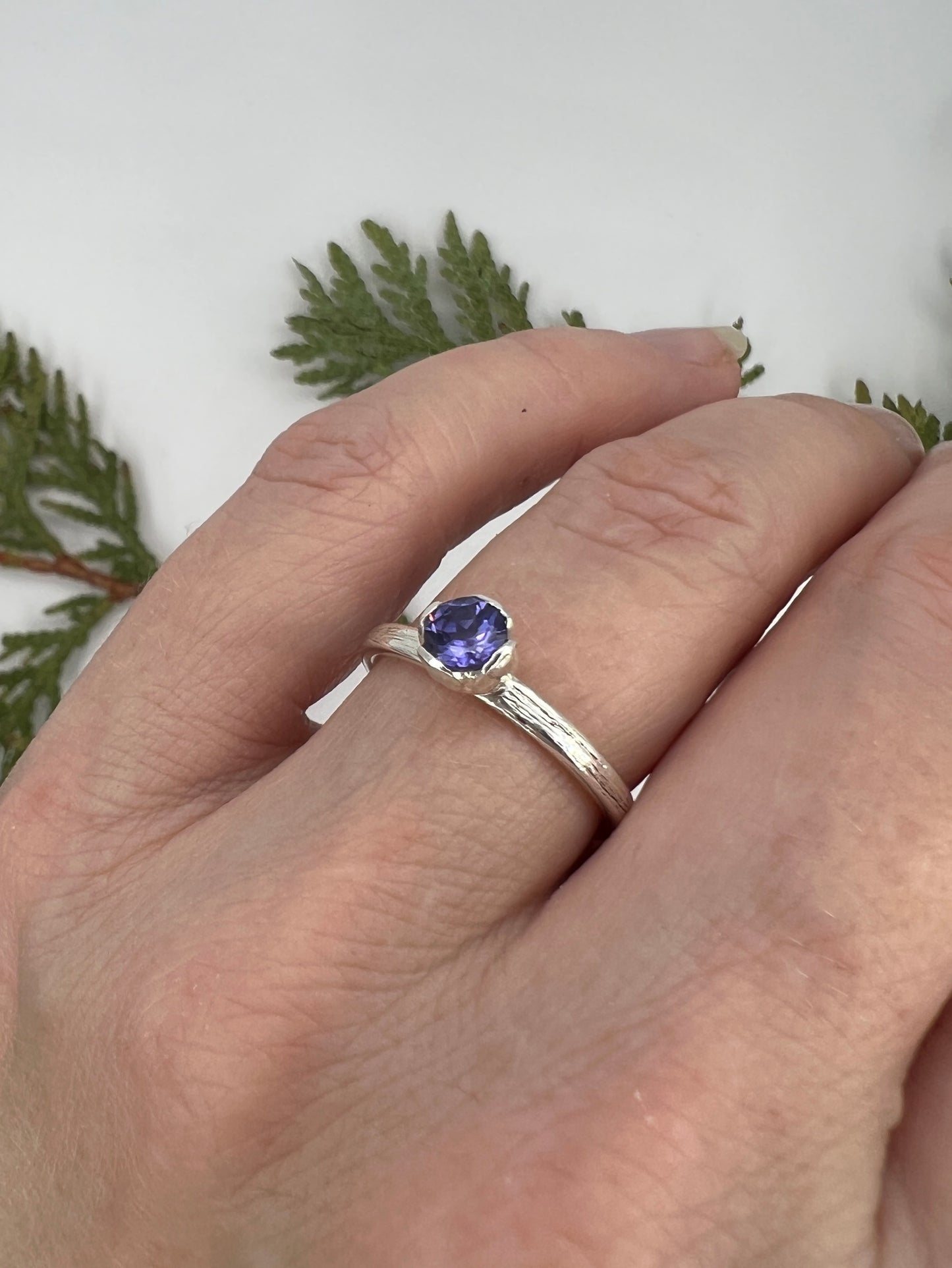 Conifer Twig Ring in Amethyst