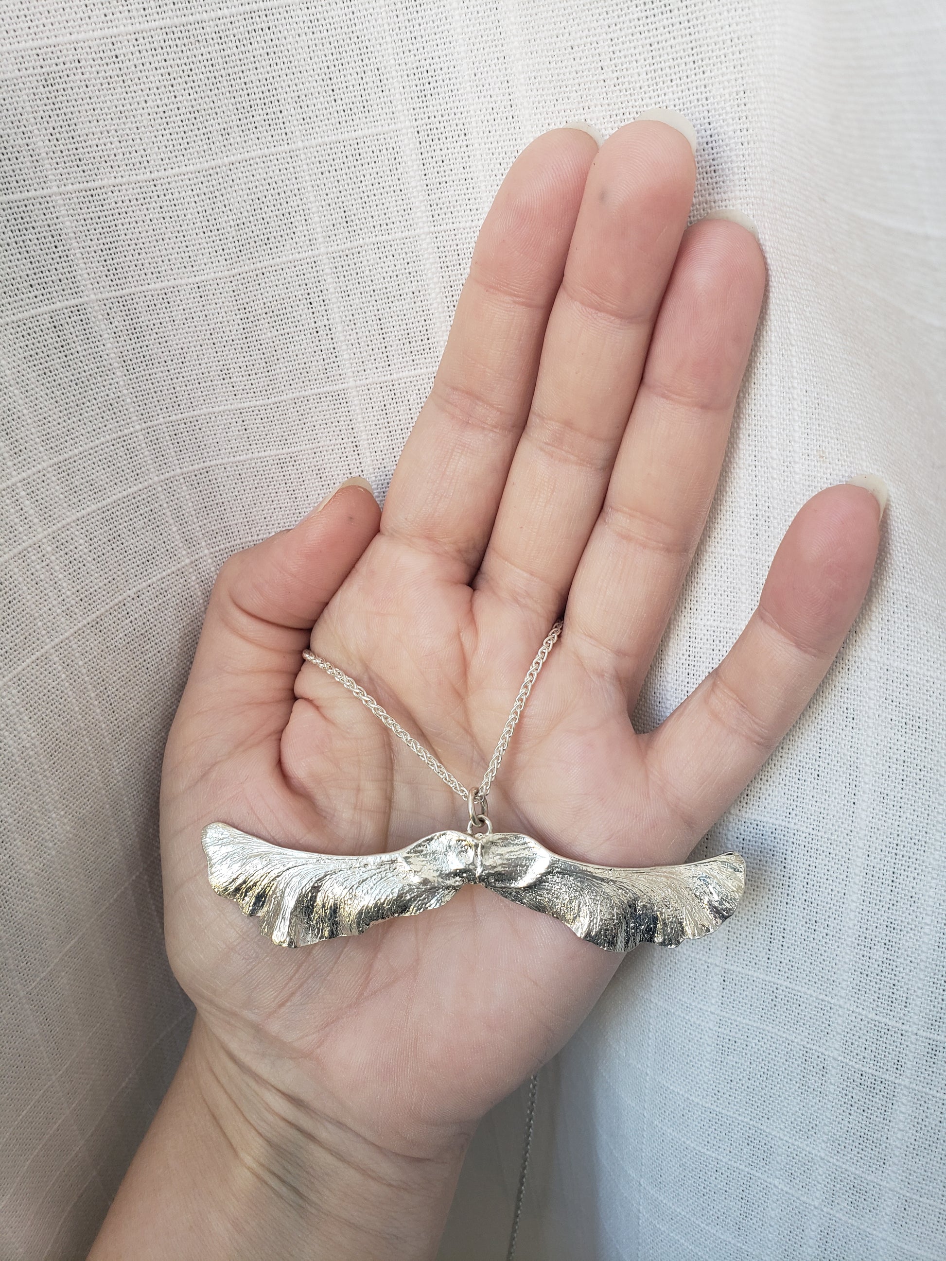 Silver maple key pendant